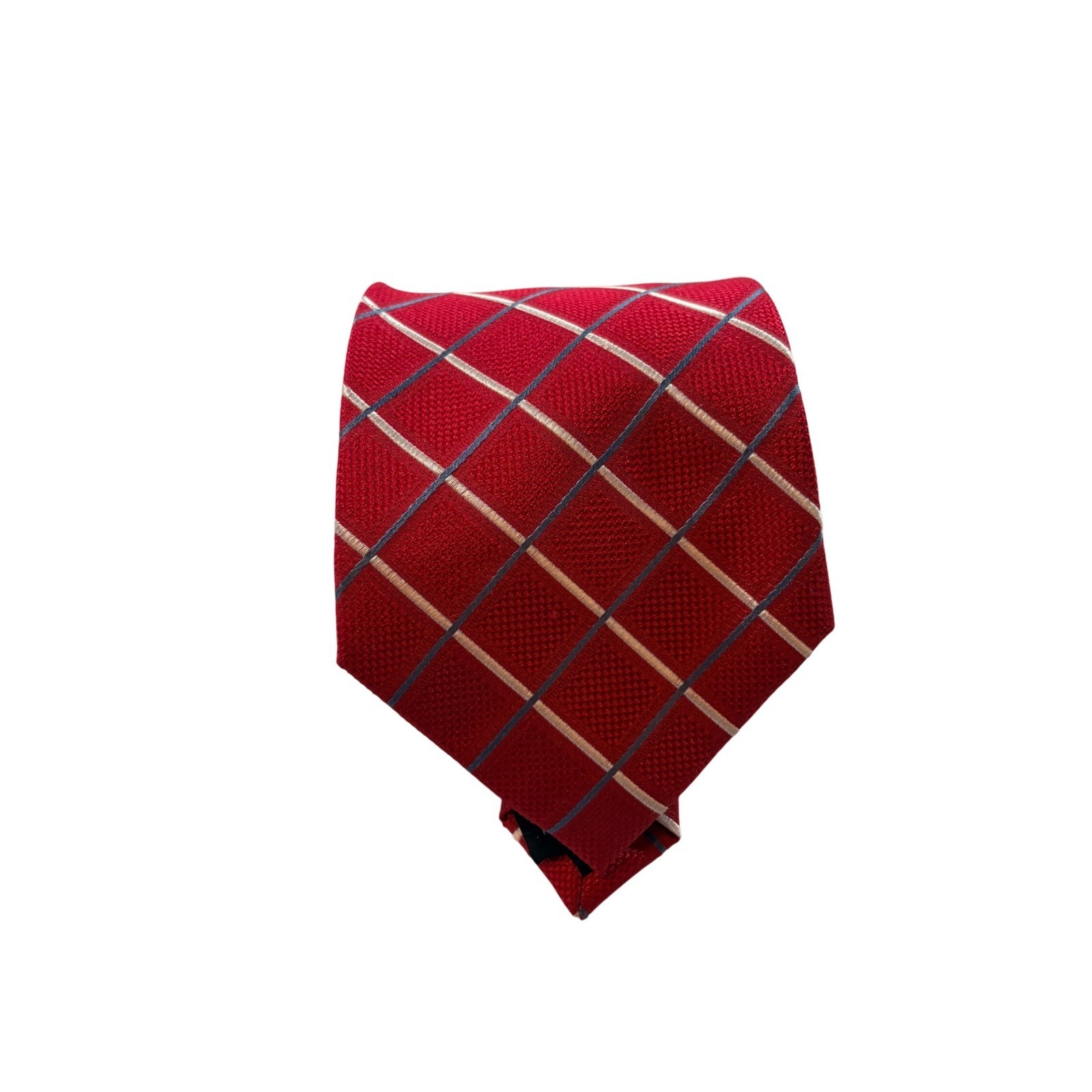 Croft & Barrow Mens Silk Tie Red Plaid Classic Hand Made Necktie Business Wear